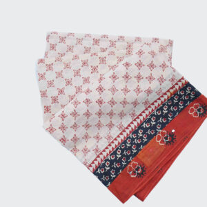 Almond White Pure Printed Cotton Saree