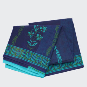 Berkeley Blue Pure Printed Cotton Saree