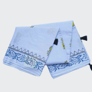 Ice Blue Pure Printed Cotton Saree