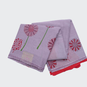 Lavender Pure Printed Cotton Saree