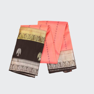 Melon Pink Kanchipuram Gap Border Saree