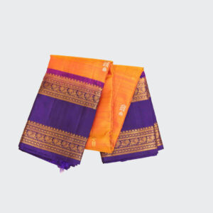 Pumpkin Orange Kanchipuram Gap Border Saree