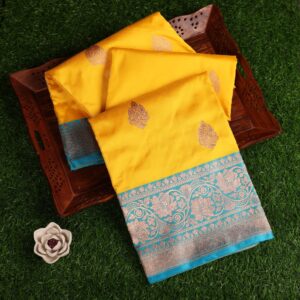 Bright Yellow Banarasi Silk Saree